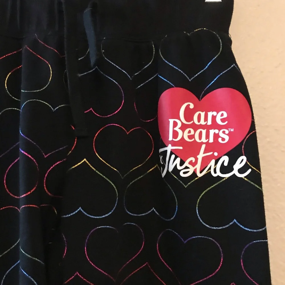 Justice x Care Bears Black Rainbow Heart Joggers for Kids